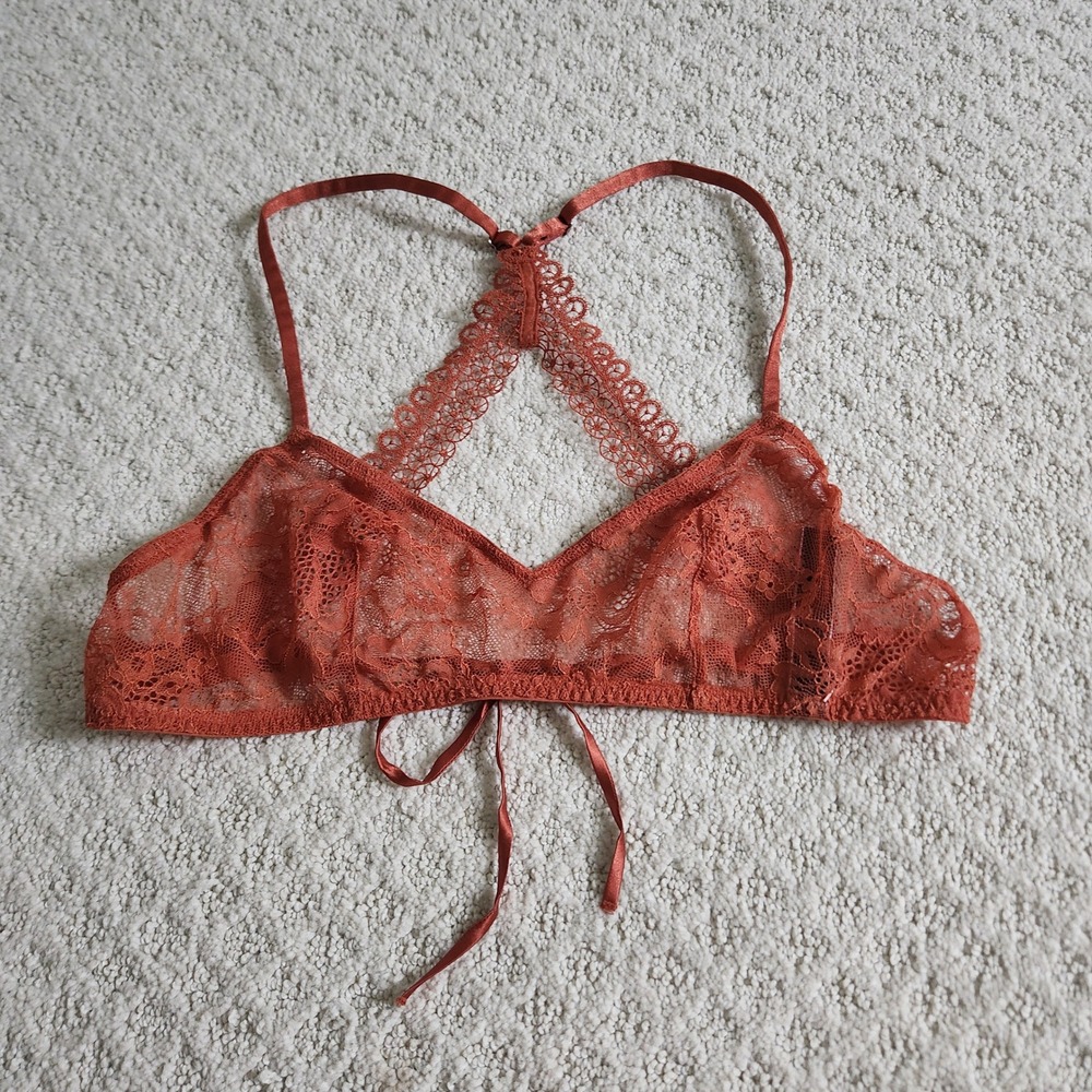 Victorias Secret Very Sexy Lace Racerback Bralette Terracotta Rust size‎ Large